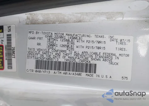 2015 Toyota Tacoma from USA, damaged, VIN 5TFTX4CN3FX066713